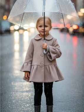 Monnalisa Kids Wool Coat in Beige Little Girls Flared Coat Cute Classy 3 years